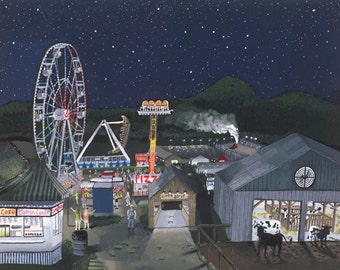 Evening at Washington County Fair, archival giclee on art rag print, 11" x 14" plus white border, limited edition of 50, signed by artist