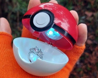 Ring Holder Pokeball Lightup LED Box Prop Gift Poke Ball Loveball Love Wedding Engagement Proposal Geek