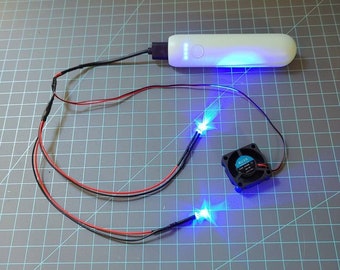 USB-LED-Licht mit Kühlgebläse Kit Combo Cosplay Lichteffekt Fursuit Eyes Mini Rave Feuer Eis Prop Projekt