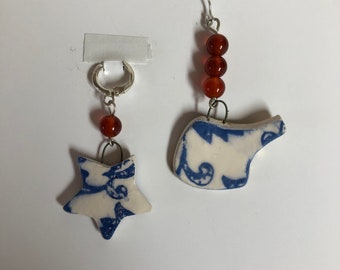 Asymmetrical earrings - pots and eyes   - unique and original