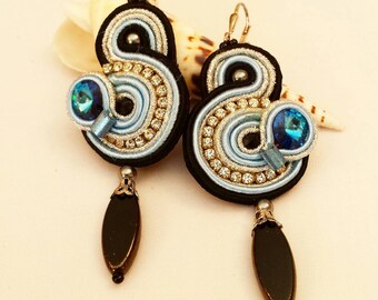 Soutache earrings. Soutache Jewelry. Statement earrings.
