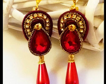 Long Chandelier Earrings Long Dangle Earrings Statement Red