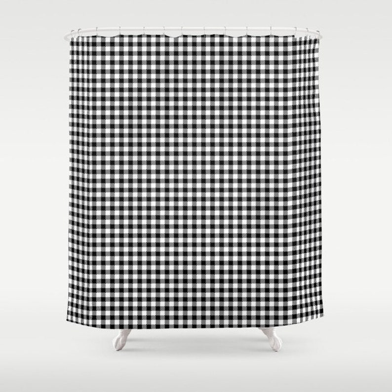 Black and White Check Shower Curtain Farmhouse Shower Etsy