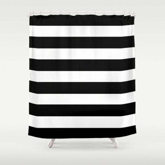 Black And White Stripe Shower Curtain Bathroom Shower Curtain Etsy