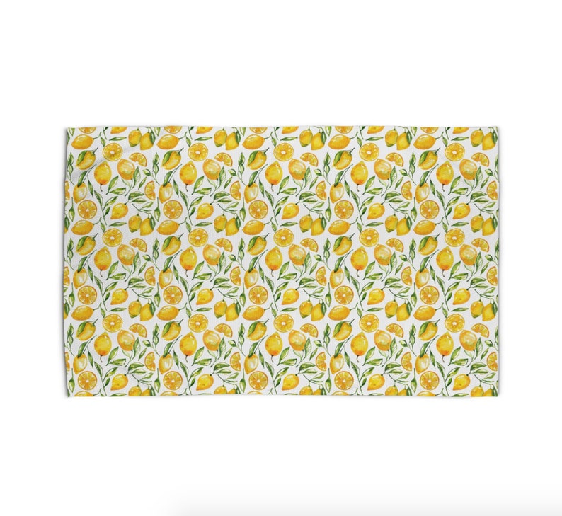 Kitchen Rug Lemon Decor Yellow Throw Rug Lemon Woven Rug Etsy