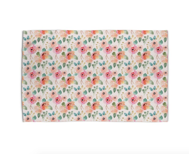 Peach Floral Rug 5x7 4x6 3x5 Girls Nursery Rug Pink Floral Etsy New