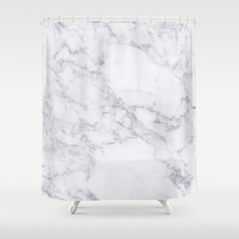 White Marble Shower Curtain Girls Bathroom Shower Curtain Etsy