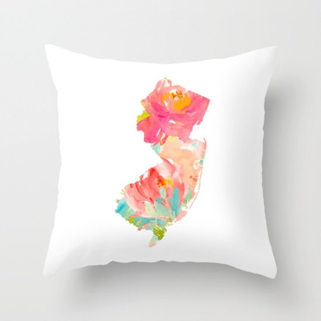 New Jersey Pillow New Jersey Home Decor Floral Pillow Cover Etsy