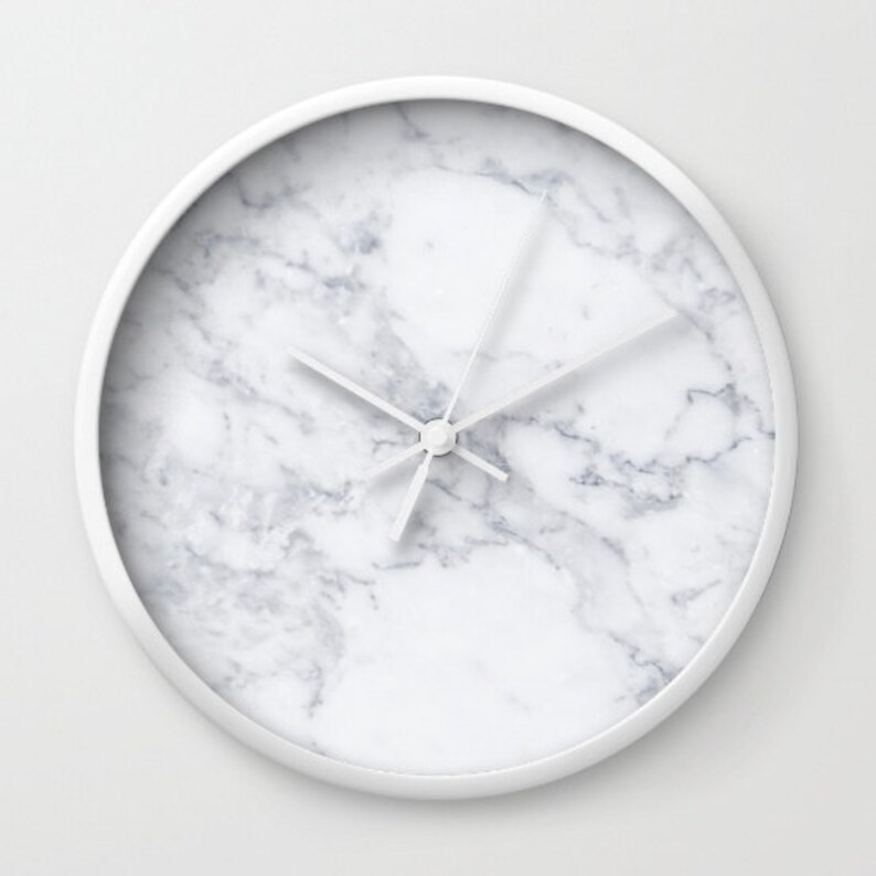 Marble Wall Clock White Marble Clock Marble Office Decor Clock Etsy