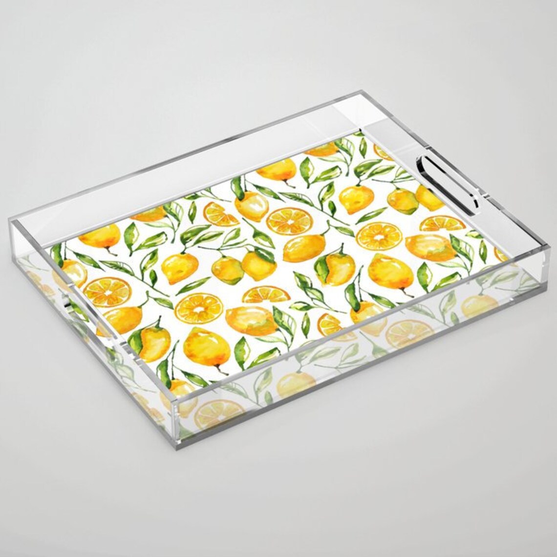 Lemon Serving Tray Kitchen Trays Acrylic Coffee Table Tray Etsy