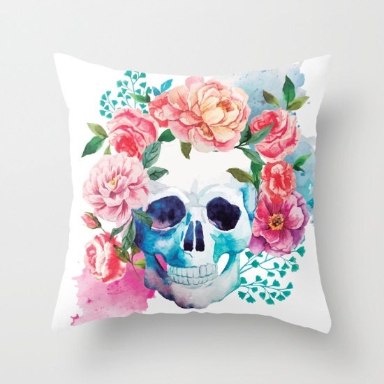 Skull Pillow Floral Skull Pillow Gifts for Her Day of the Dead Etsy