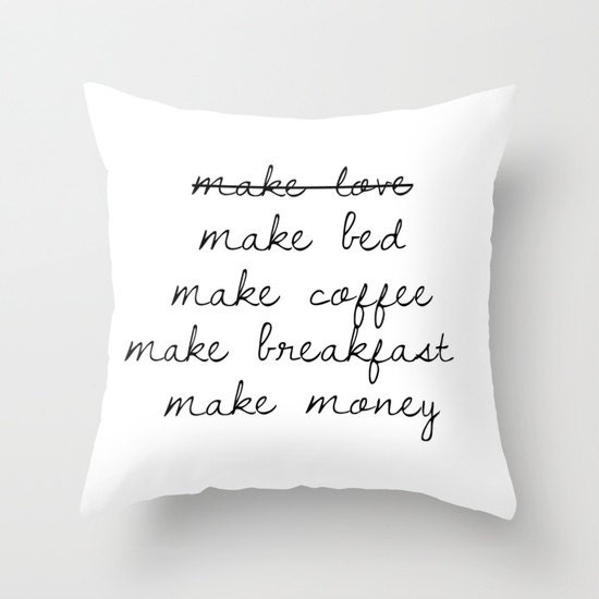 Make Love Pillow Funny Pillow Make Bed Pillow His and Hers Etsy