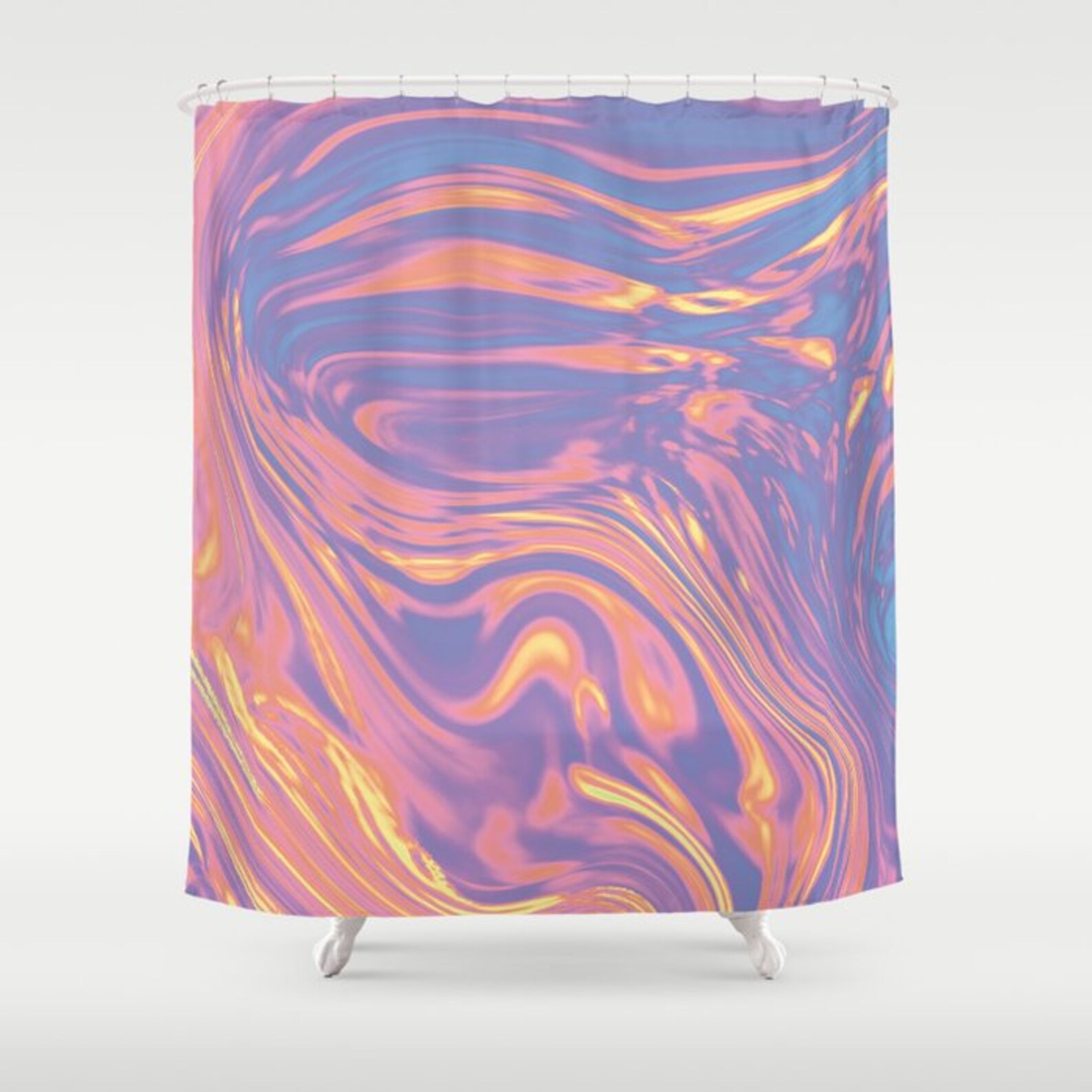 Aesthetic Decor Holographic Shower Curtain Rainbow Sunset Etsy