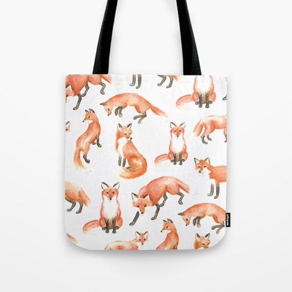 Cute Fox Canvas Top Handle Tote Bag Shoulder Bag Handbag for Women 