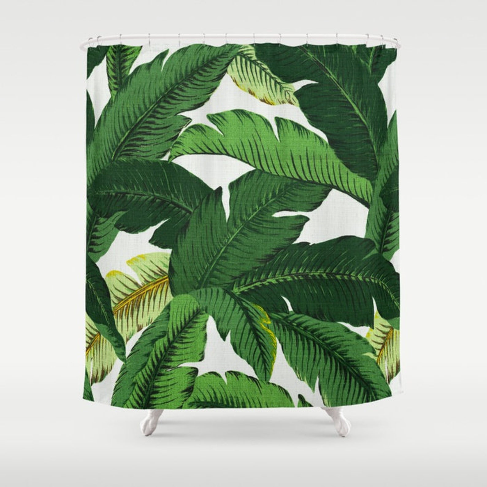 Palm Leaf Shower Curtain Banana Leaves Shower Curtain Tropical Etsy