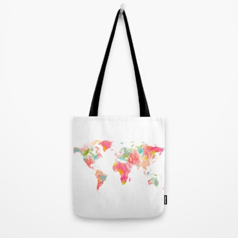 World Map Tote Floral Map Tote Bag Canvas Tote Floral Tote Travel Bag world travel adventure globe tote wanderlust travel bag shopping tote