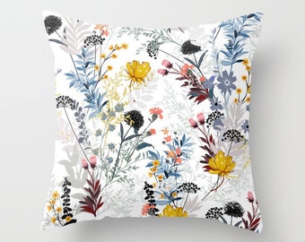 BAINAI Botanical Wildflower Branch Pattern Nature Garden Geometry Throw Pillow Multicolor 16x16