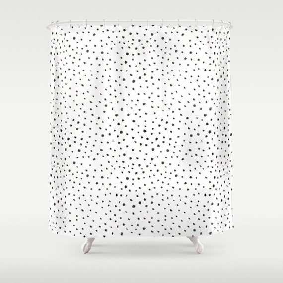 Shower Curtain Polkadot Shower Curtain Black And White Shower Etsy