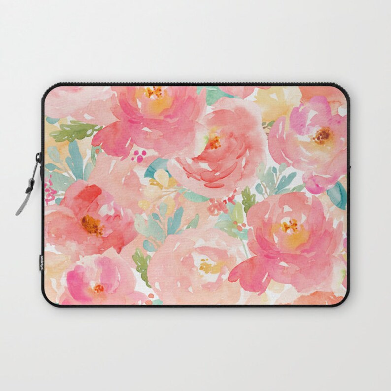 Floral Laptop Case 13 in Laptop Sleeve Pink Watercolor Etsy