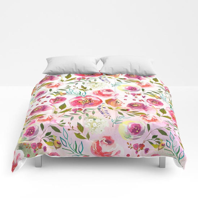 Pink Fl Duvet Cover Girls Comforter King Queen Full Twin Xl Dorm Bedding Teen Ombre Set Blush Flowers