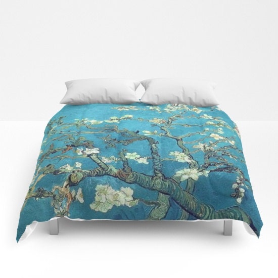 Blue Floral Duvet Cover Van Gogh Almond Blossoms Comforter Etsy
