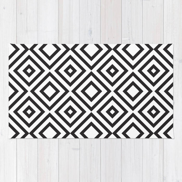 Black and White area rug geometric modern rug 2x3 3x5 4x6 area Etsy