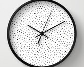Office Wall Clock, Dalmatian Print Home Decor, Black and White Polkadot Clock, Silent Wall Clocks, Girls Office Decor, Decorative Wall Clock