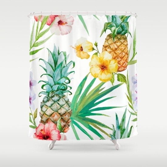 Pineapple Shower Curtain Pineapple Fabric Shower Curtain Etsy