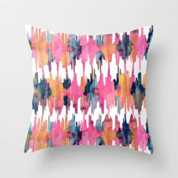 Pink Ikat Cuscino Preppy Throw Pillow Cover Rosa Arancio Navy Boho Accent Cuscino Moderno Home Decor Regali Sotto 40 Acquerello Copricuscini