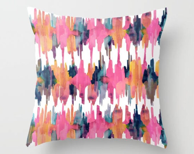 Pink Ikat Pillow Preppy Throw Pillow Cover Pink Orange Navy Etsy