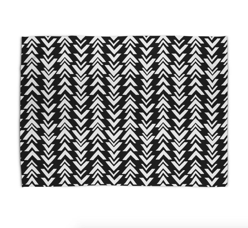 Black White Throw Rug 5x7 Mud Room Rug Boho Decor Flatweave Etsy