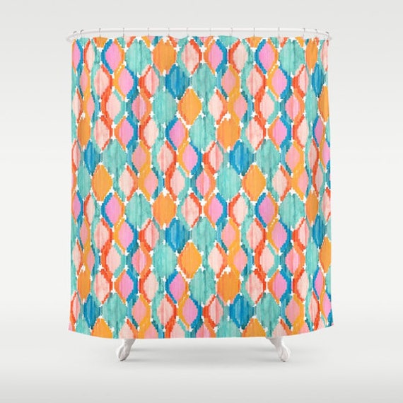 Ethnic Ikat Shower Curtain Colorful Boho Bathroom Decor | Etsy