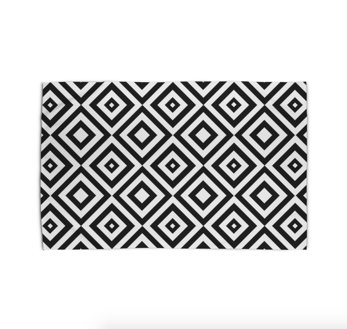 Black and White Area Rug Geometric Print Rug 5x7 Modern Rugs Etsy