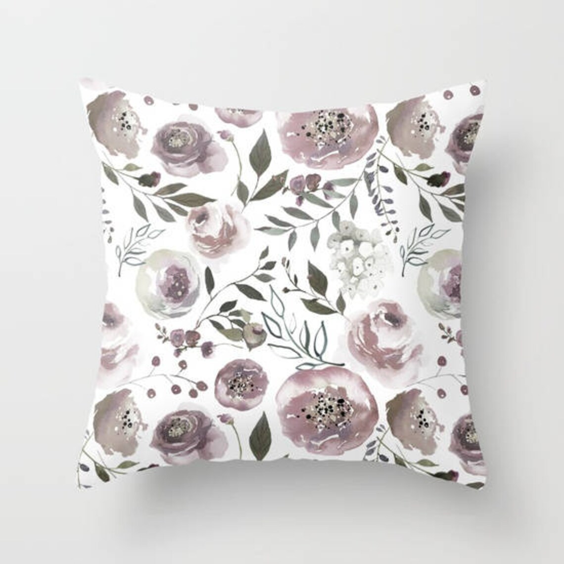 Dusty Rose Pillow Neutral Floral Print Pillow Blush Floral Etsy