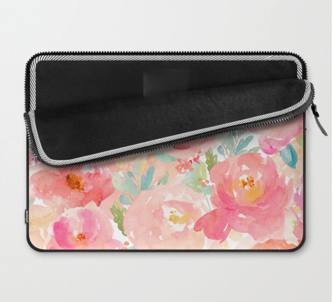 Floral Laptop Case 13 in Laptop Sleeve Pink Watercolor Etsy