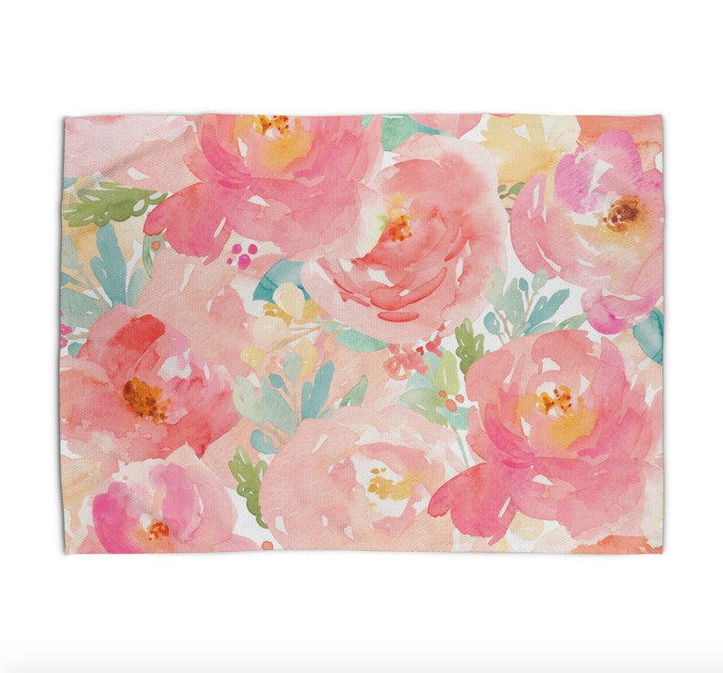 Pink Fl Area Rug Peony Pattern 3x5 4x6 2x3 Image 0