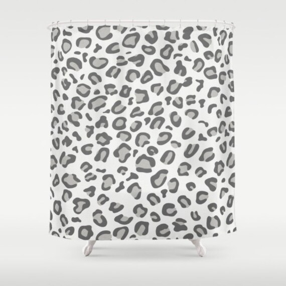 Leopard Print Shower Curtain White Leopard Shower Curtain Etsy