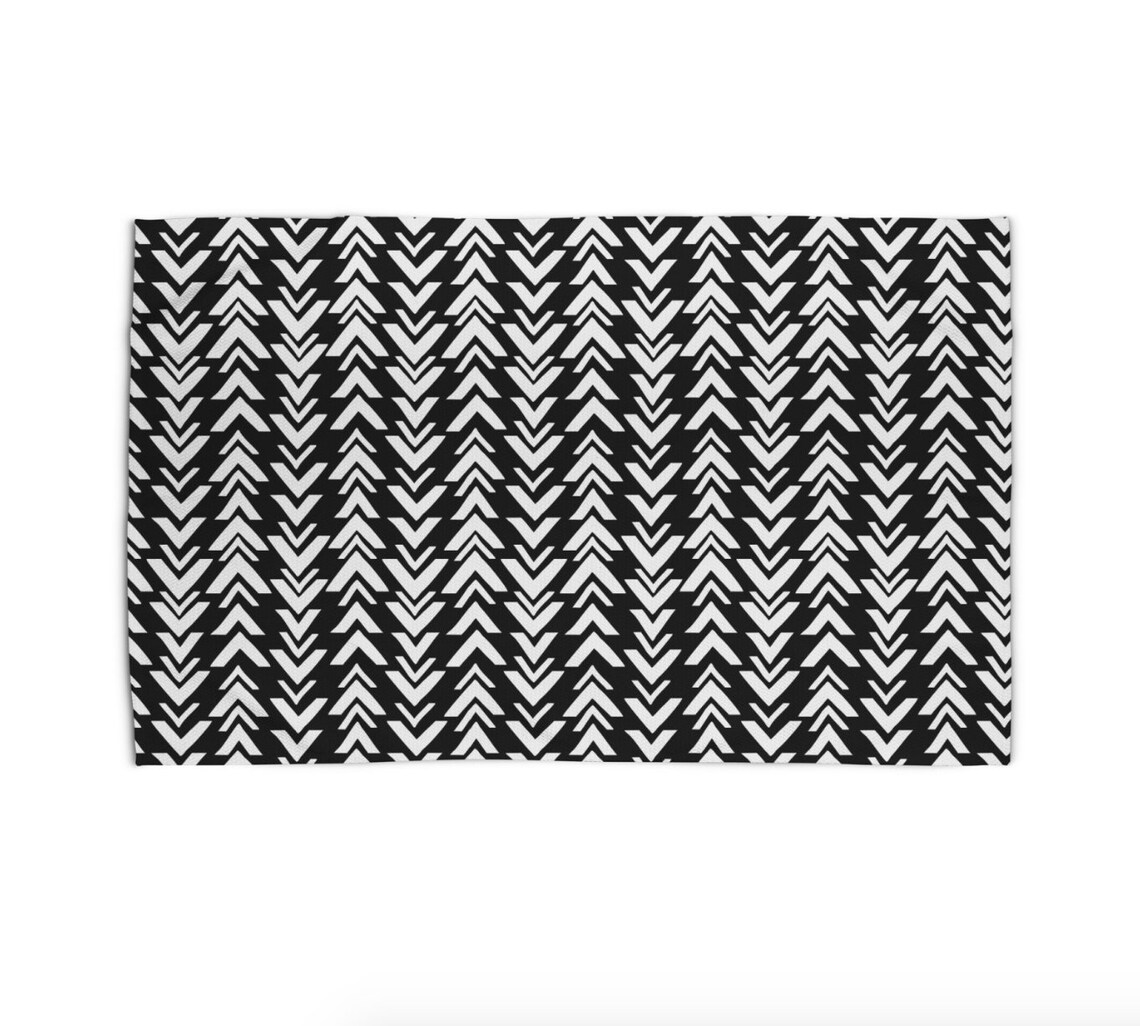 Black White Throw Rug 5x7 Mud Room Rug Boho Decor Flatweave Etsy