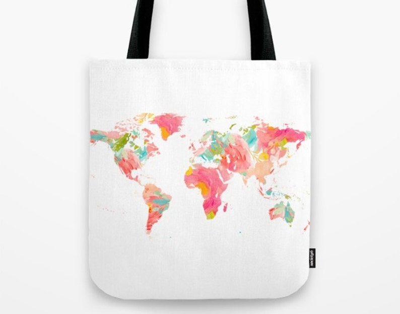 World Map Tote Floral Map Tote Bag Canvas Tote Floral Tote Travel Bag world travel adventure globe tote wanderlust travel bag shopping tote