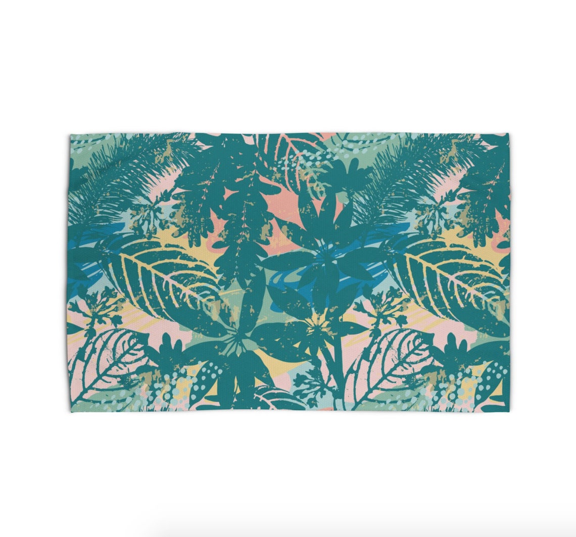 Tropical Bedroom Rug Green Teal Area Rug 5x7 Palm Leaf Rug 4x6 Etsy