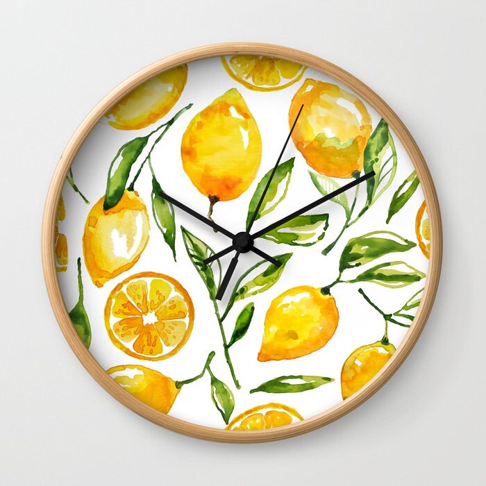 Lemon Wall Clock Lemon Home Decor Kitchen Wall Clock Etsy