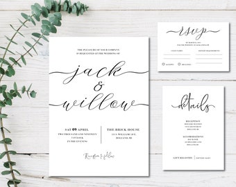 Simple Wedding Invitation Etsy