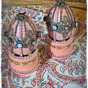 STUNNING JEWELED EGG - Sparkling Decorative Collector Item, Swarovsky Crystal Jewels, Brass Settings, plus Egg Stand / 1 Egg with Stand