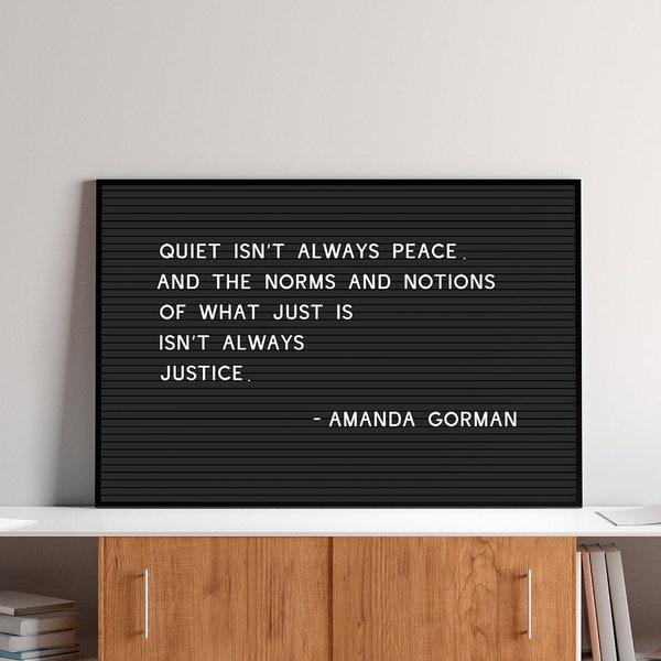 Printable Amanda Gorman Poet Letterboard Quote, Peace & Justice, The Hill We Climb Inauguration 2021 Poem Digital Download