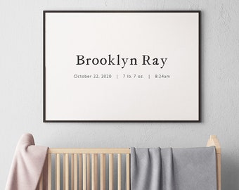 Custom Name Print, Personalized Baby Name Print, Custom Nursery Decor, Personalized Birth Stats Printable, Instant Download