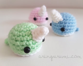 customizable narwhal amigurumi - crochet plush whale keychain