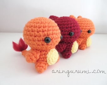 charmander evolution amigurumi - crochet plush charmeleon charizard pokemon plushie bag charm