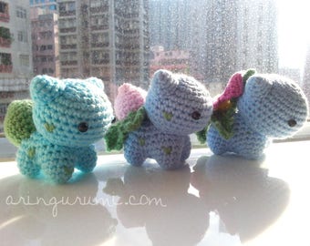 bulbasaur evolution amigurumi - crochet plush ivysaur venusaur pokemon plushie