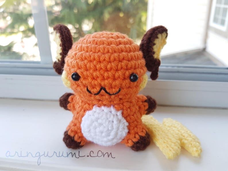 pikachu evolution amigurumi crochet plush pichu raichu pokemon plushie raichu