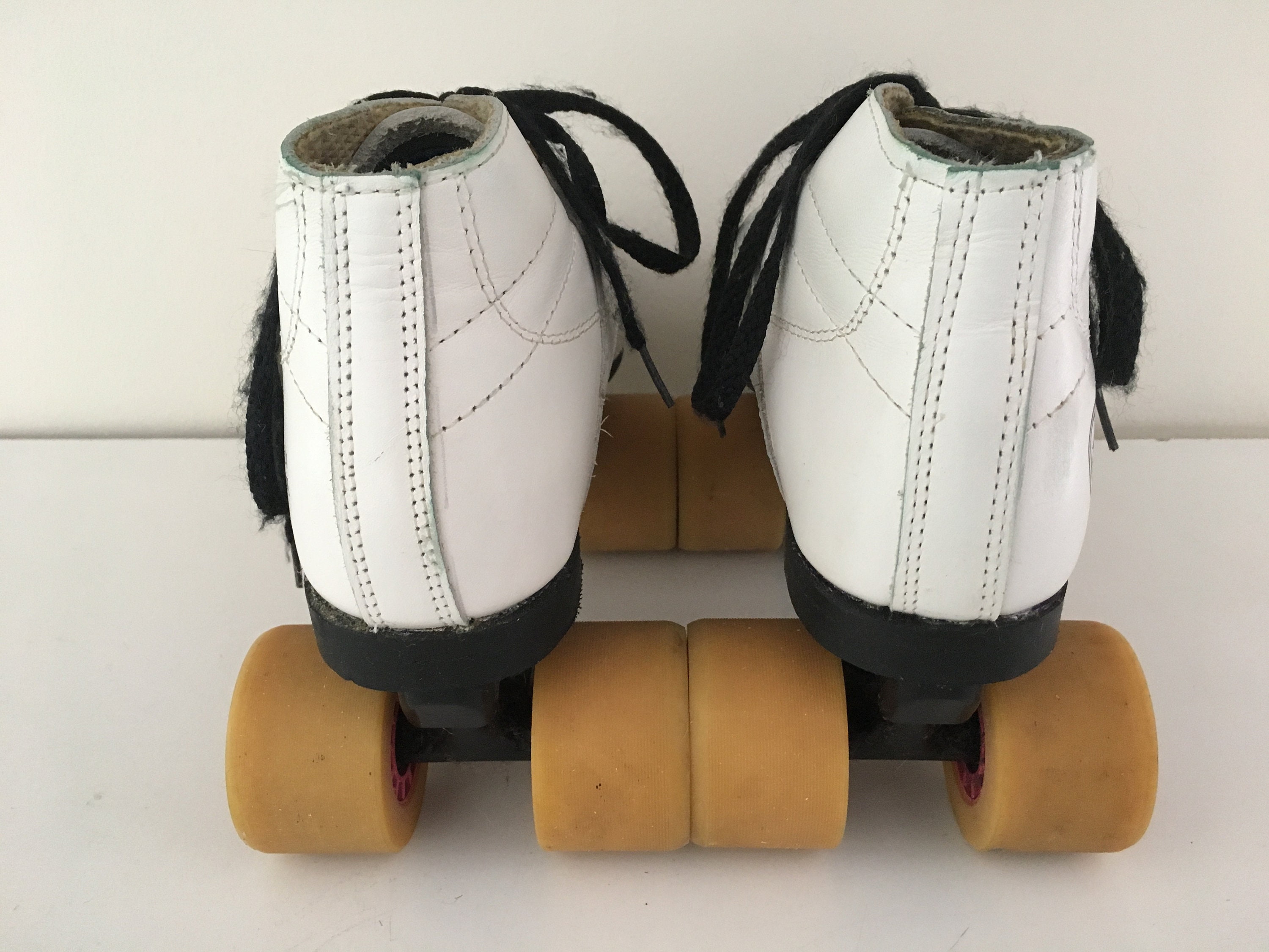 Vintage 1980s Precision Sports & Labeda hard Candy Roller Skates Genuine White Leather Boot 80s